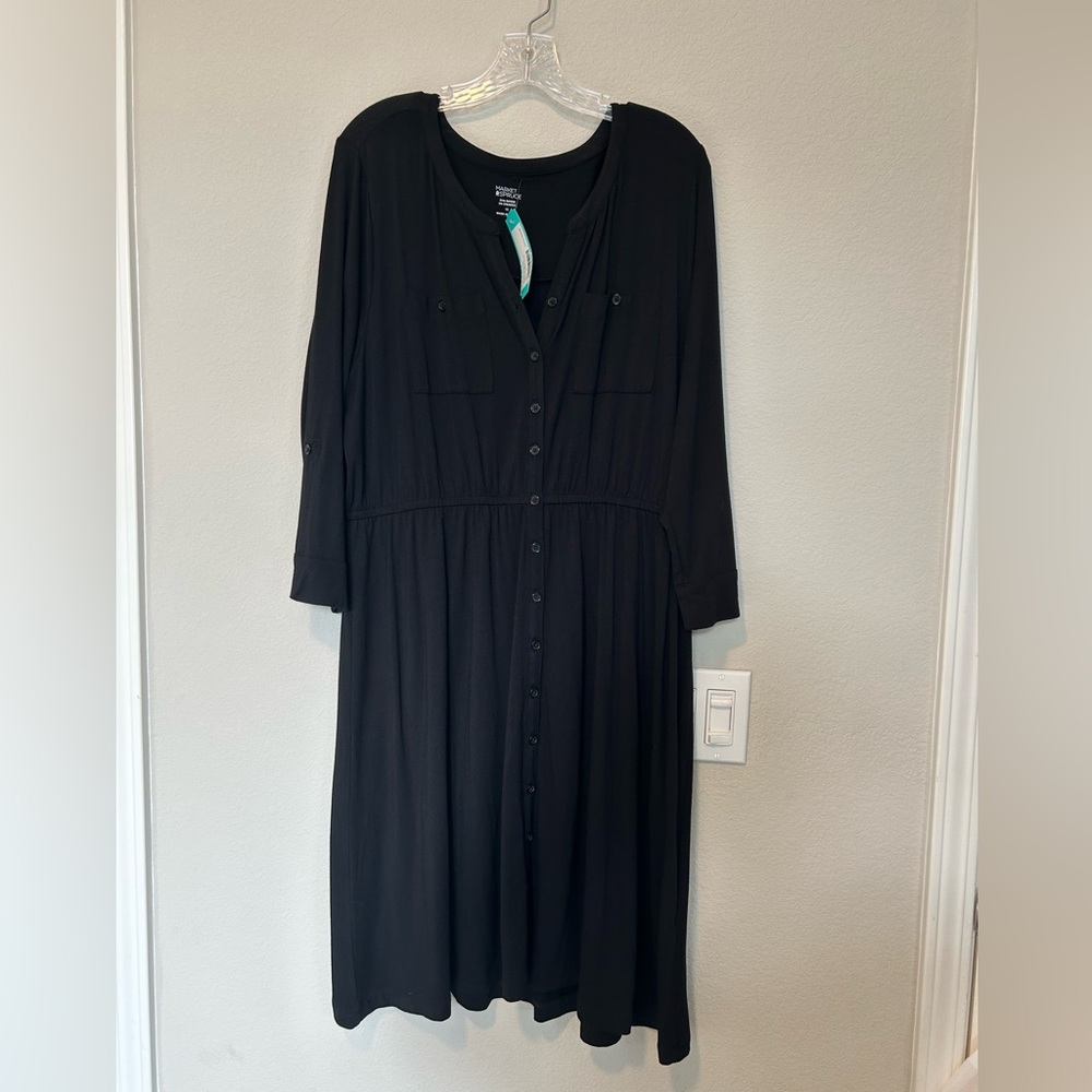 Market & Spruce Black Long Sleeve Dress New with Tags